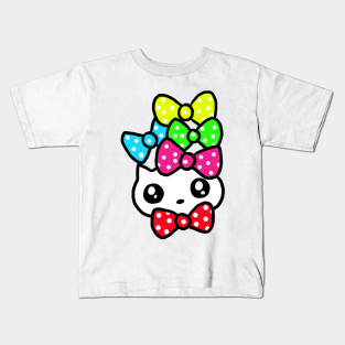 Ribbon Kitty Kids T-Shirt - Ribbon Kitty by mayying